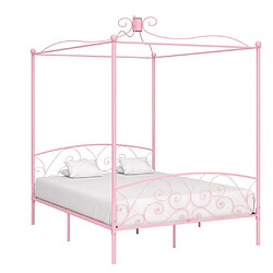 Maison Chic Lit adulte - Cadre de lit à baldaquin,Structure du lit Contemporain Rose Métal 160 x 200 cm -MN75522