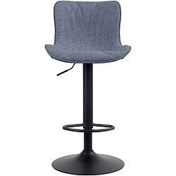 Avis Decoshop26 Tabouret de bar chaise haute x1 avec coutures décoratives en tissu bleu pieds en métal noir 10_0005174