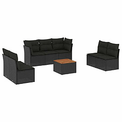 Maison Chic Ensemble Tables et chaises d'extérieur 8 pcs avec coussins,Salon de jardin noir résine tressée -GKD350236