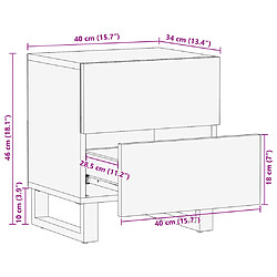 vidaXL Tables de chevet 2 pcs 40x34x46 cm bois d'acacia massif pas cher