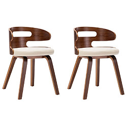 Maison Chic Lot de 2 Chaises à manger modernes,Chaises à dîner crème bois courbé et similicuir -MN73727