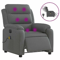 Maison Chic Fauteuil Relax pour salon, Fauteuil inclinable de massage électrique gris foncé tissu -GKD31044