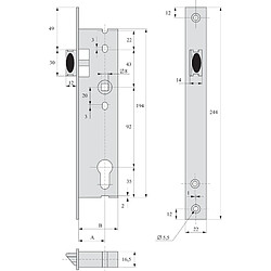 Serrure 1 point rappel à clé 41 mm - STREMLER - 2241.41.0