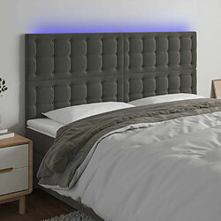 Maison Chic Tête de lit scandinave à LED,meuble de chambre Gris foncé 200x5x118/128 cm Velours -MN92529