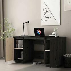 Avis Maison Chic Bureau,Table de travail pour chambre noir 140x50x75 cm bois massif de pin -GKD29108