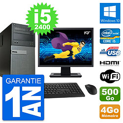 PC Tour Dell 390 MT Ecran 19" i5-2400 RAM 4Go Disque 500Go HDMI Windows 10 Wifi - Occasion