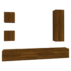 Maison Chic Ensemble de meubles TV 5 pcs | Banc TV Moderne pour salon | Meuble de Rangement - Chêne marron Bois d'ingénierie -MN73477