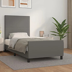 Maison Chic Lit adulte - Cadre Structure de lit avec tête de lit Contemporain Gris 100x200 cm Similicuir -MN80987