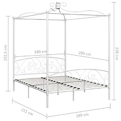 vidaXL Cadre de lit à baldaquin sans matelas blanc métal 180x200 cm pas cher