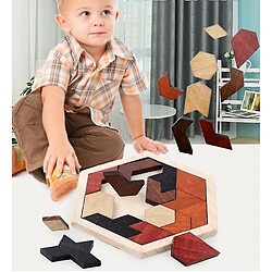 Universal Puzzle hexagonal en bois forme motif bloc Tangran cerveau bande annonce pas cher