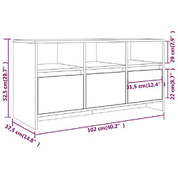 vidaXL Meuble TV Chêne fumé 102x37,5x52,5 cm Bois d'ingénierie pas cher