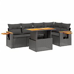 Maison Chic Ensemble Tables et chaises d'extérieur 6pcs avec coussins,Salon de jardin noir résine tressée -GKD795551