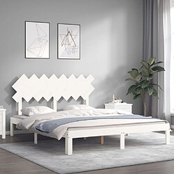 Avis Maison Chic Lit adulte - Cadre Structure de lit avec tête de lit Contemporain blanc 160x200 cm bois massif -MN58858