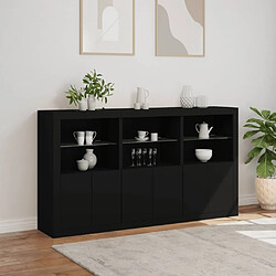 Acheter Maison Chic Commode Buffet - Meuble de rangement avec lumières LED noir 181,5x37x100 cm -GKD21069