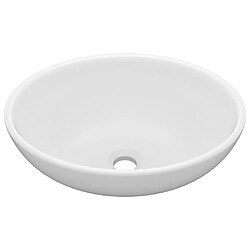 vidaXL Lavabo ovale de luxe Blanc mat 40x33 cm Céramique