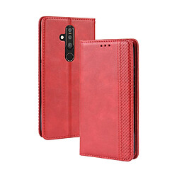 Wewoo Housse Coque Étui en cuir à boucle magnétique avec texture rétro pour Crazy Horse et rabat horizontal Nokia X71 / 8.1 Plusavec support et emplacements cartes et cadre photo Rouge