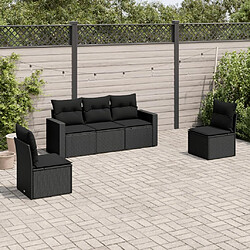 Maison Chic Salon de jardin 5 pcs avec coussins | Ensemble de Table et chaises | Mobilier d'Extérieur noir résine tressée -GKD14992