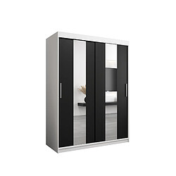 Abiks Meble Armoire Pole à portes coulissantes 200/150/62 2 portes (blanc/noir)