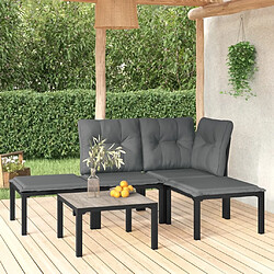 Maison Chic Salon de jardin 5 pcs - Table et chaises d'extérieur - Mobilier/Meubles de jardin Moderne noir et gris résine tressée -MN10618