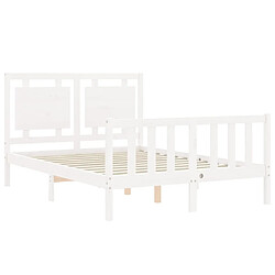 Maison Chic Lit adulte - Cadre Structure de lit avec tête de lit Contemporain blanc double bois massif -MN69364 pas cher