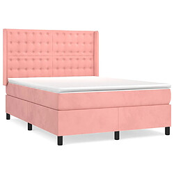 vidaXL Sommier à lattes de lit avec matelas Rose 140x200 cm Velours