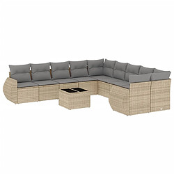 vidaXL Salon de jardin 11 pcs avec coussins beige résine tressée