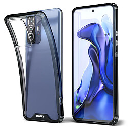 Moozy Xframe Coque antichoc pour Xiaomi 11T et Xiaomi 11T Pro – Coque transparente à bord noir, coque hybride transparente double couleur avec bord en TPU absorbant les chocs