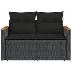 Acheter Maison Chic Canapé de jardin avec coussins 2 places | Canapé d'extérieur | Fauteuil,Banquette Jardin noir résine tressée -MN12966