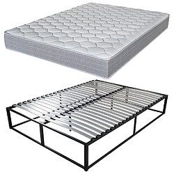 Ebac Sommier démontable surélevé KIT27 + Matelas Madere - 40 lattes bois - Gain de place 