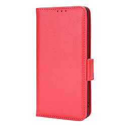 Etui en PU texture litchi, anti-rayures avec support, rouge pour votre Oppo Find X5