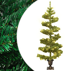 vidaXL Arbre de Noël hélicoïdal pré-éclairé avec pot vert 120 cm PVC