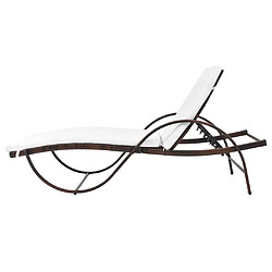 Acheter Helloshop26 Lot de 2 transats chaise longue bain de soleil lit de jardin terrasse meuble d'extérieur avec table résine tressée marron 02_0012128