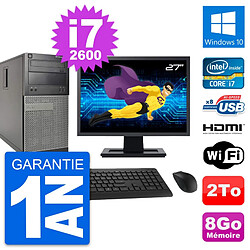 PC Tour Dell 390 MT Ecran 27" i7-2600 RAM 8Go Disque 2To HDMI Windows 10 Wifi - Occasion