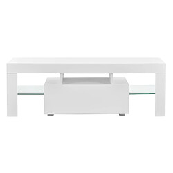 Helloshop26 Meuble TV avec éclairage LED multicolore banc support design avec étagères 130 cm blanc 03_0005859