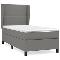 Maison Chic Structures de lit + matelas,Lit à sommier tapissier et matelas pour Chambre Gris foncé 90x190 cm Tissu -MN18616