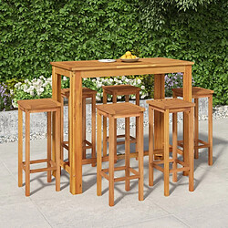 Maison Chic Table de bar et chaises d'extérieur 7 pcs,Ensemble de bar de jardin pour relax bois d'acacia solide -GKD747366