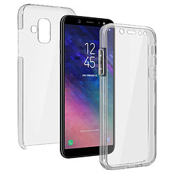 Avizar Coque Samsung Galaxy A6 Protection Silicone + Arrière Polycarbonate Transparent