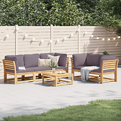 vidaXL Salon de jardin 6 pcs avec coussins bois d'acacia solide