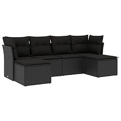 Maison Chic Salon de jardin 6 pcs avec coussins | Ensemble de Table et chaises | Mobilier d'Extérieur noir résine tressée -GKD83352