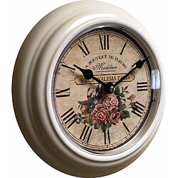 L'Héritier Du Temps Horloge Murale en Métal avec Vitre en Plexiglass Pendule La Boutique de Fleurs Madeleine 4x21x21cm