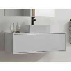 Vente-Unique Meuble de salle de bain suspendu blanc avec simple vasque carrée - 94 cm - TEANA II