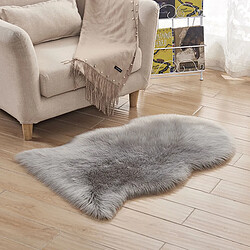 LUUCOZK Tapis Moelleux en Fausse Fourrure Tapis Shaggy pour Chambre à Coucher Salon-Gris Clair-irrégulier 60x180CM 