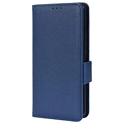 Etui en PU texture litchi, fermoir aimanté avec support bleu foncé pour votre Honor Magic3 Pro