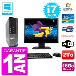 PC Dell 7020 SFF Ecran 19" Intel i7-4770 RAM 16Go Disque 2To Graveur DVD Wifi W7 - Occasion