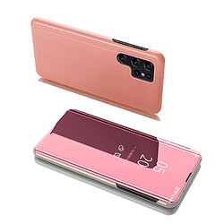 Ozzzo transparent view coque flip cover pour samsung galaxy s22 ultra rose