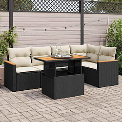 vidaXL Salon de jardin 5 pcs avec coussins noir résine tressée acacia