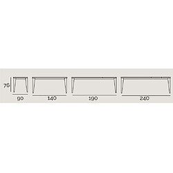 Inside 75 Table repas extensible GEO 10 couverts 10/240x90cm pieds noirs plateau chêne noueux