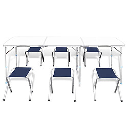 Avis vidaXL Jeu de table pliable de camping et 6 tabourets 180x60 cm