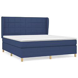 vidaXL Sommier à lattes de lit avec matelas Bleu 180x200 cm Tissu