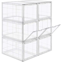 Helloshop26 Lot de 6 boîtes à chaussures organisateur à chaussures empilable rangement de chaussures en plastique avec ouverture 28 x 36 x 22 cm jusqu’à la pointure de 46 transparent 12_0000751